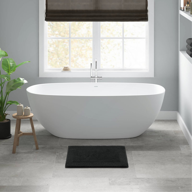 1 tapis de salle de bain réversible 100% coton 3000 g / m² touffeté 3000 g / m², Rectangle 1 pi 8 po x 2 pi 6 po