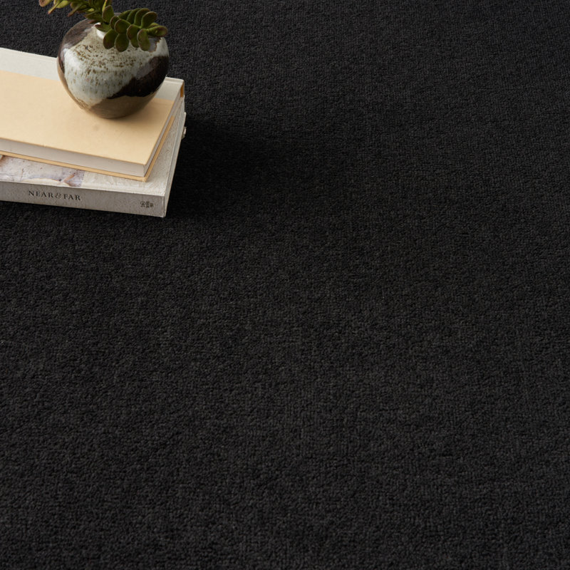 Mullican Sandy Solid Black Easy Care Indoor/Outdoor Area Rug, Round 10'