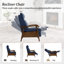 Dessus de fauteuil inclinable Mid-Century de 27,2 po de largeur en cuir véritable avec fonction en bois massif et accoudoirs pour le salon, la salle de divertissement et le bureau-599532249