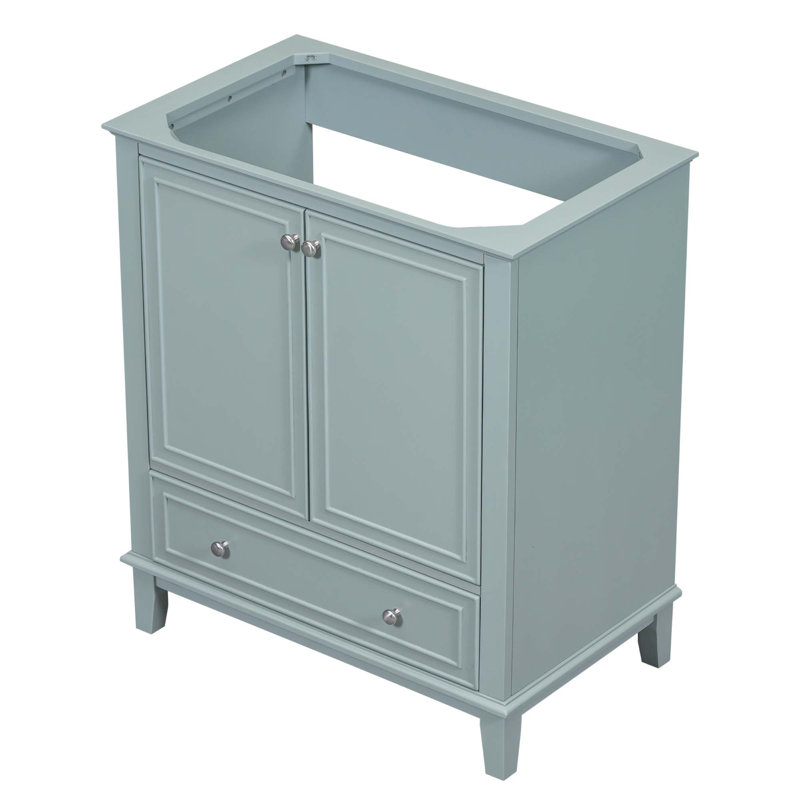 (Base seulement) Meuble-lavabo multifonctionnel de 30 po sans lavabo, avec portes et tiroir, Vert