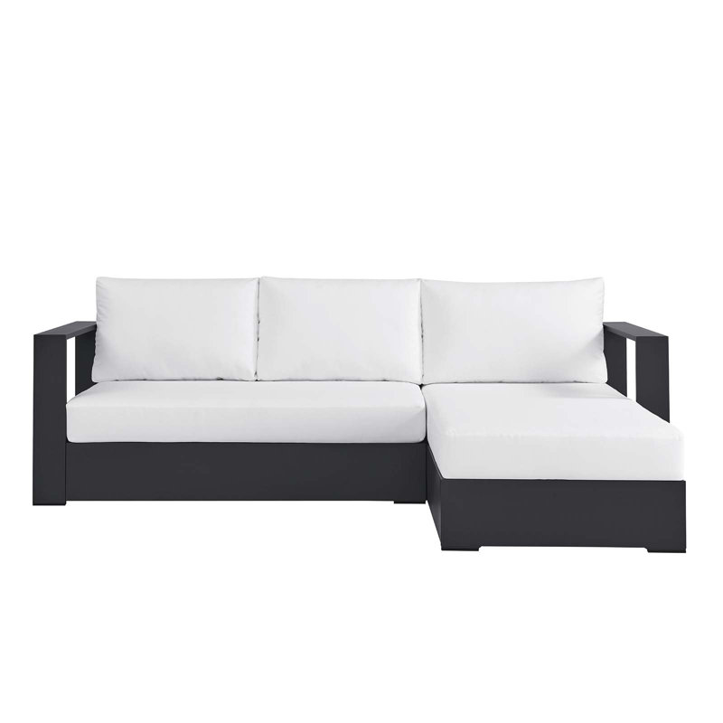 Modway Tahoe Outdoor Patio Powder-Coated Aluminum 2-Piece Right-Facing Chaise Sectional Sofa Set, White, Right Hand Facing