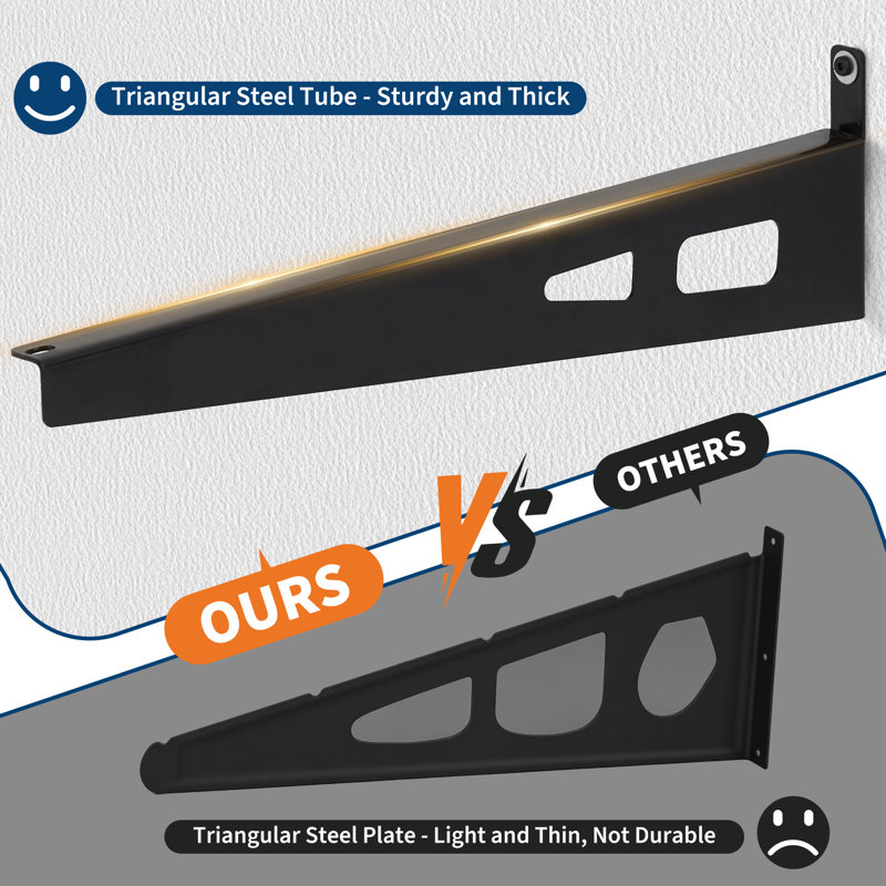 2-Pack Heavy-Duty Garage Wall Shelves, 2 ft x 6 ft Steel Wall-Mounted Storage Racks for Tools, Equipment & Garage Organization, Includes Gloves
