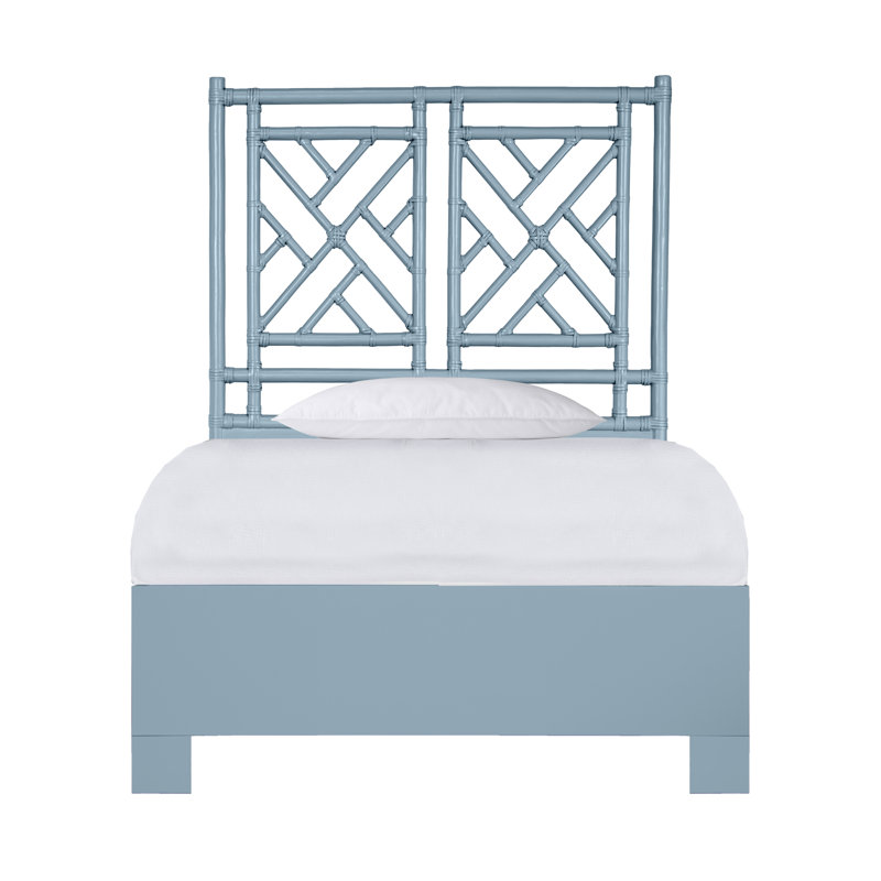 Lit standard Chippendale, Simple, Bleu clair