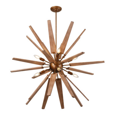 Lustre moderne en bois à 8 lumières Lequan