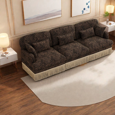 Deep Seat Chenille Sectionals, Modern Leopard 3 Seater For Home
