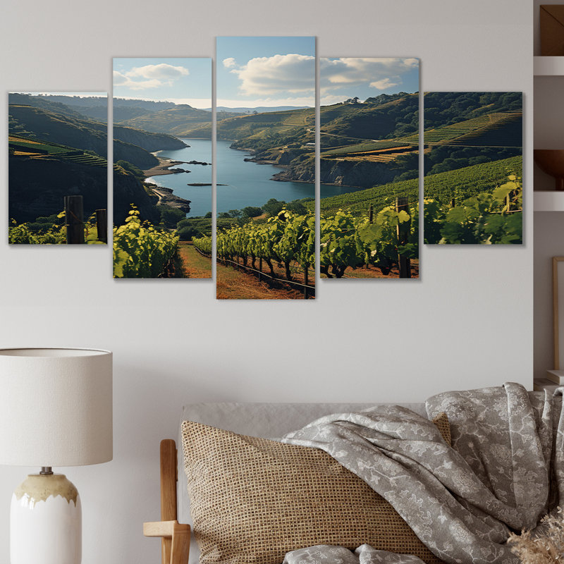 «Lakeside Vineyard Vine», reproduction sur toile - 5 panneaux