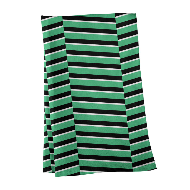 Torchon à rayures fracturées, Vert/noir, Polyester sergé
