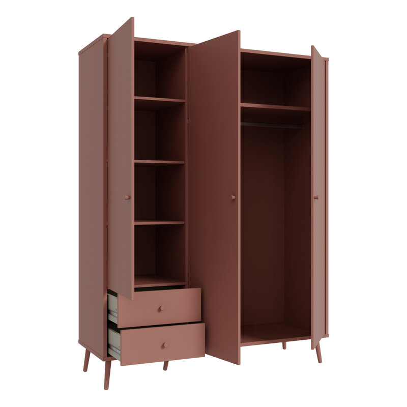 HARLLSON 3 Door Manufactured Wood Wardrobe, Bronze