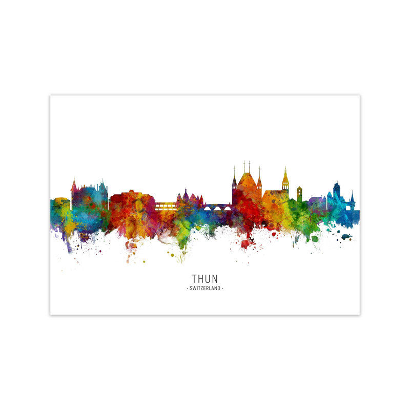 Thun Switzerland Skyline by Michael Tompsett - Print, Unframed, 30cm H x 42cm W x 1cm D