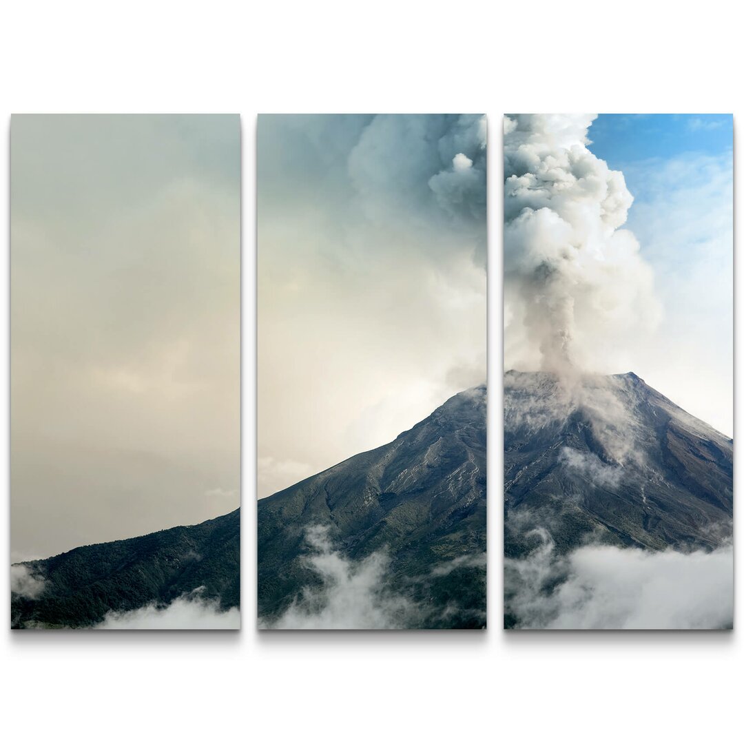 3-tlg. Leinwandbilder-Set Vulkan Tungurahua mit Rauchwolke - Ecuador