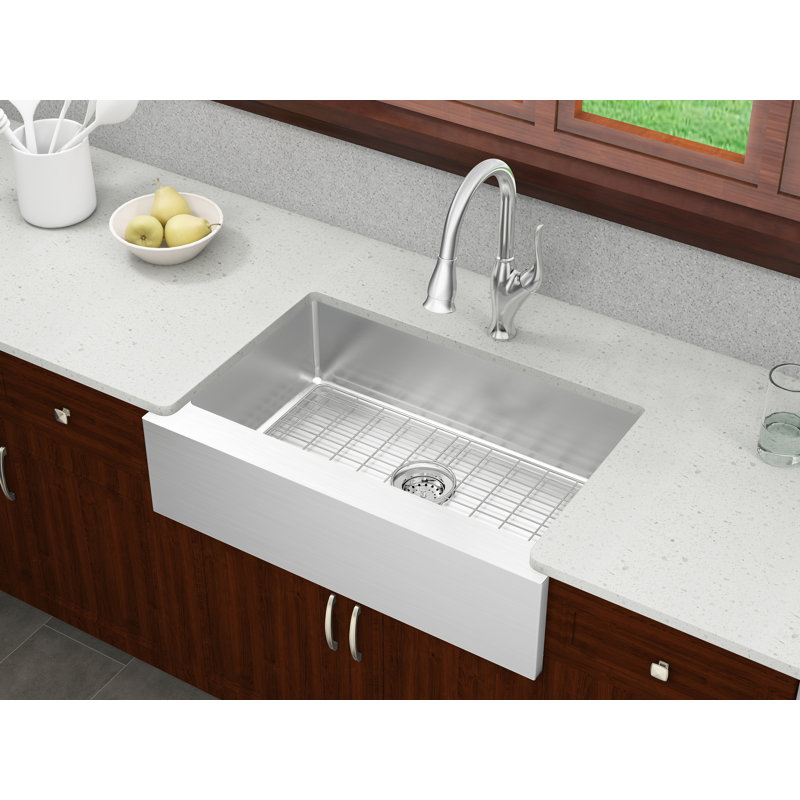 Lapeer 31'' Satin Stainless Steel Farmhouse Single Bowl Sink