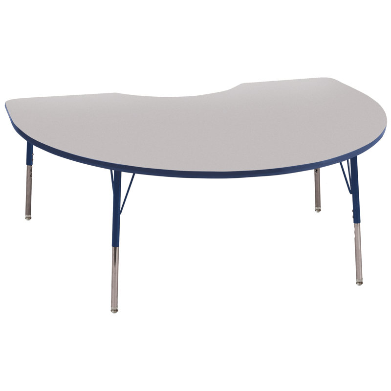 Table d'activité 48 "x 72" avec moulures en T et pieds réglables, Gris / bleu marine, Roulement pivotant standard