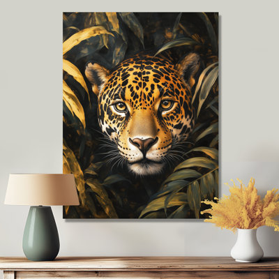Amazon Jaguar Gaze - Orange Animal Portrait Metal Wall Art Print