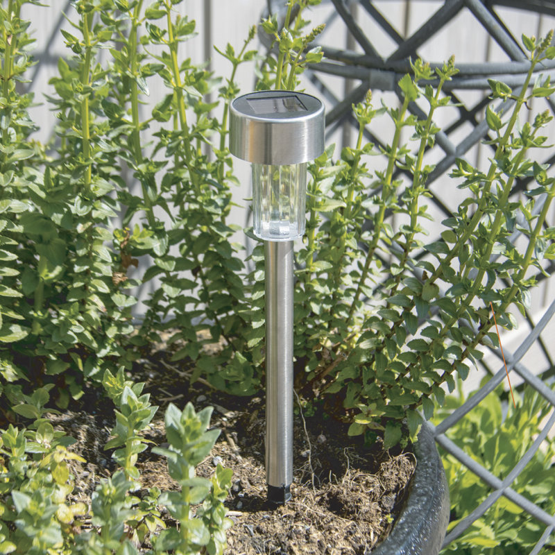 Silver Low Voltage Solar Powered Integrated LED Metal Pathway Light Pack