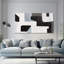 Abstrait, art mural moderne, art minimaliste moderne, noir, gris et bleu, forme irrégulière, décoration sur toile, art mural abstrait, œuvre d'art encadrée pour le salon, la chambre, le bureau, 24 po x 48 po
