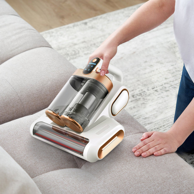Aspirateur pour matelas sans fil 16 000 Pa 18 000 tr / min avec lumière UV-C et deux bacs à poussière