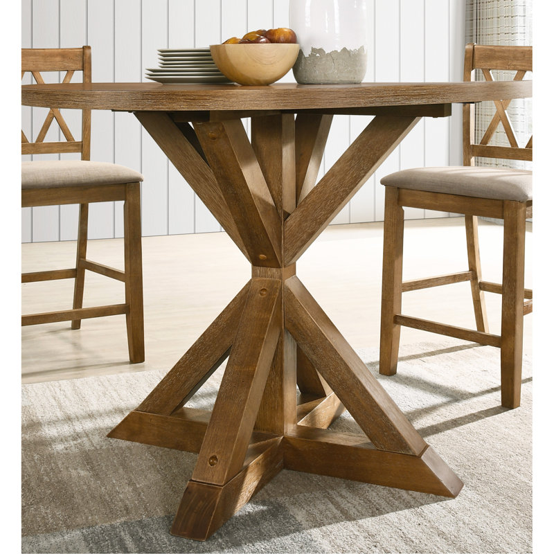 Windvale Cross-Buck Base Counter Height Dining Table, Brown, 36"H x 47.2"L x 47.2"W