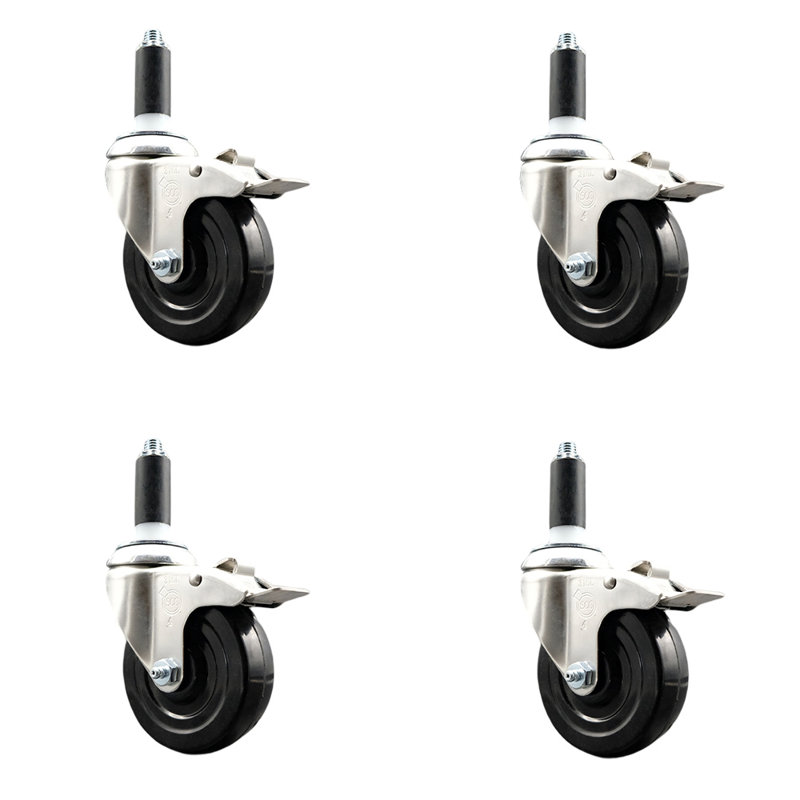 Jeu de roulettes extensibles en caoutchouc souple, H 4 po x l 4 po