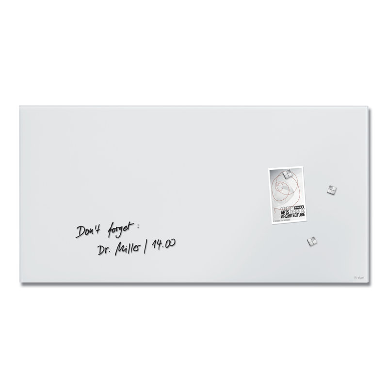 Artverum Wall Mounted Magnetic Unframed Glass Board, 46cm H x 46cm W x 46cm L