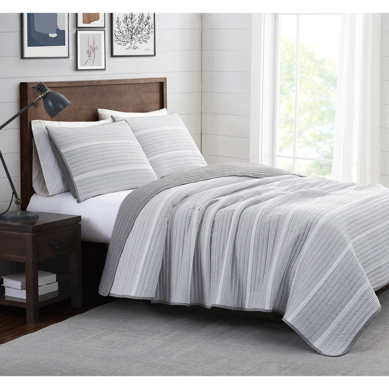 Ensemble de courtepointe Niari, Gris, Courtepointe simple / simple TG + 1 taie décorati