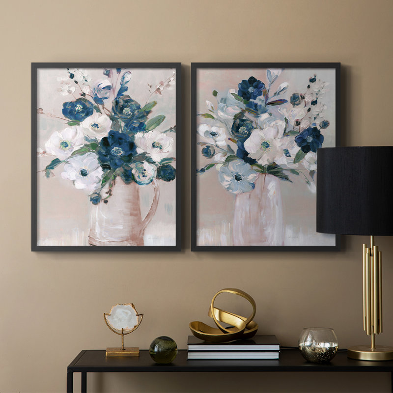 Touch of Teal Arrangement I-Premium, reproduction encadrée prête à accrocher - aucun clou requis - aucun clou requis