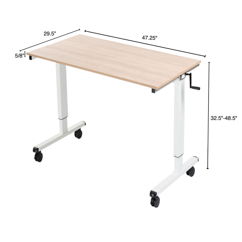 Fontclair Adjustable Metal Base Standing Desk, 32.5" H x 59" W x 29.5" D, Natural Walnut/White