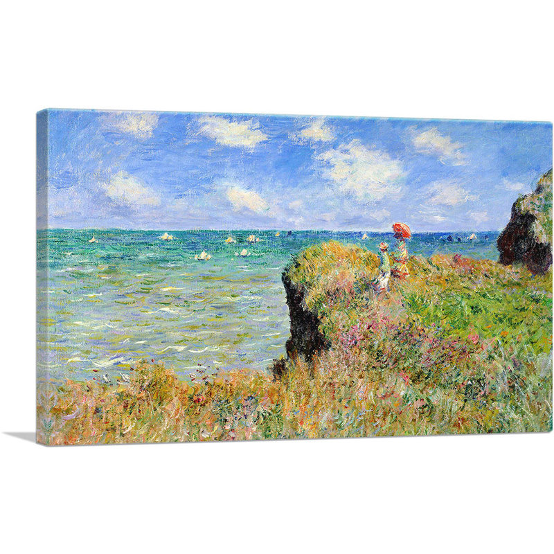 «Clifftop Walk at Pourville» par Claude Monet, reproduction d'art sur toile tendue, H 18 po x l 26 po x P 1,5 po