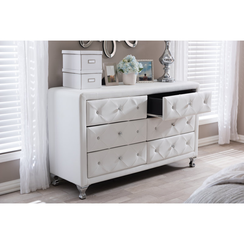 commode double 6 tiroirs Beglin, Blanc