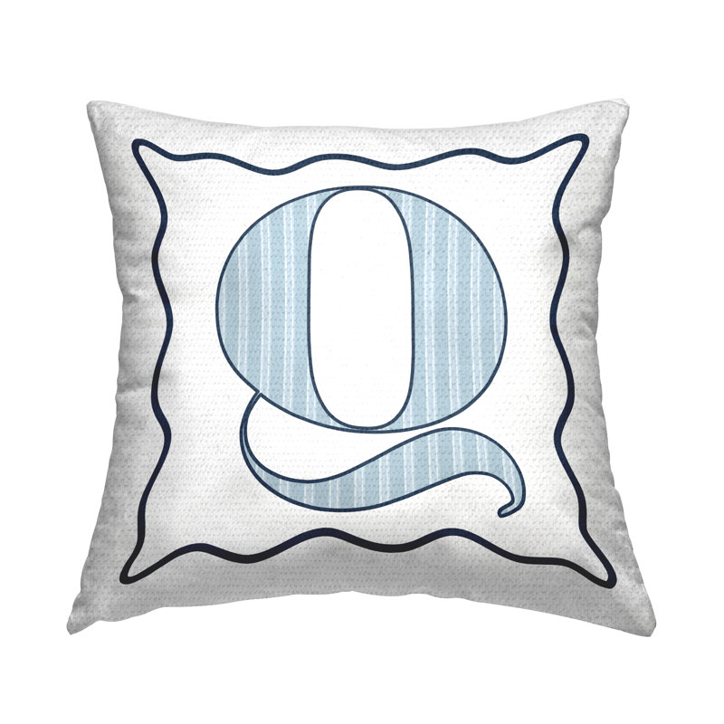 Coussin décoratif à pois bleu lettre intérieur / extérieur, Q
