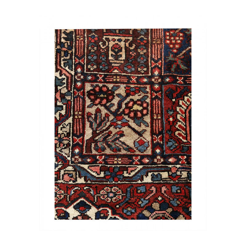 One-of-a-Kind Square 11'5" 1960s Area Rug in Navy Blue/Rust/Beige/Malibu
