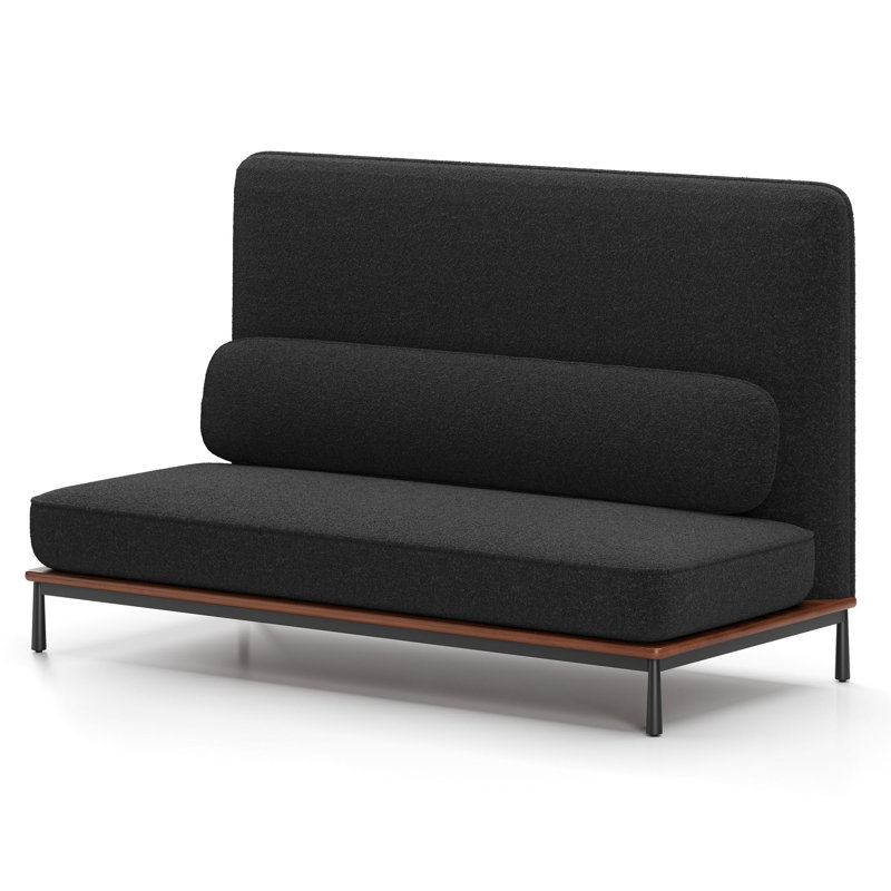 Arc Sofa Two-Seater High Back Middle, Natural Walnut, Divina Melange 170