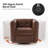 Sonika 32.5" W Genuine Leather Square Swivel Barrel Club Chair with Solid Wood Frame-98304170