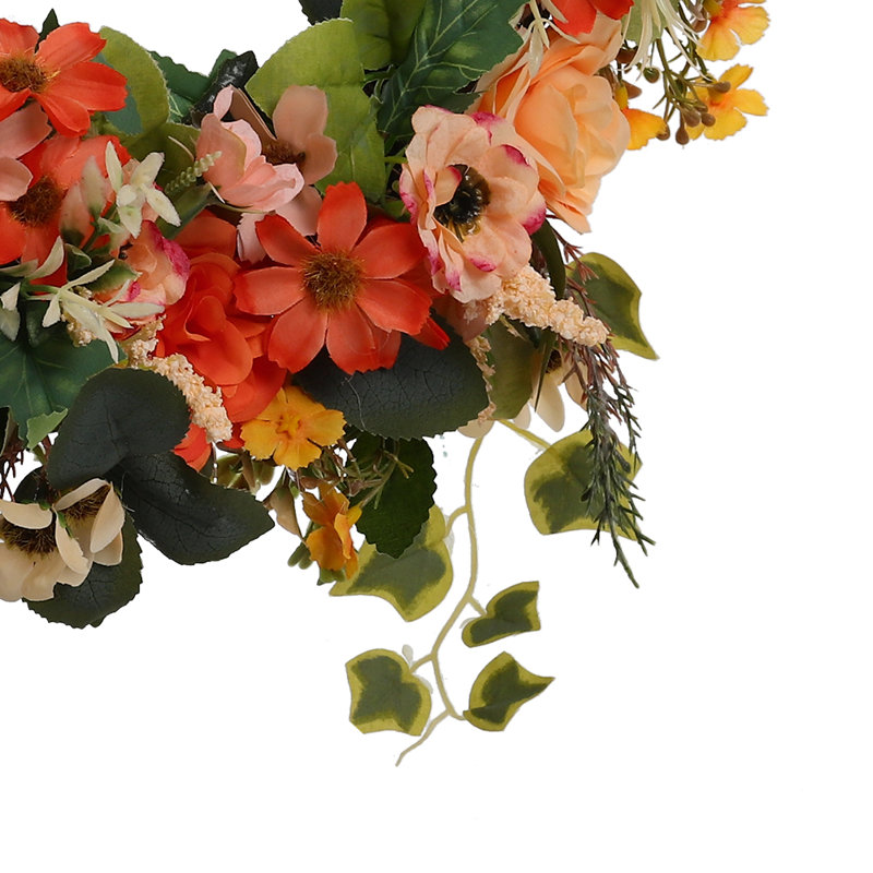 Faux Lighted Peony Rattan 40cm Wreath