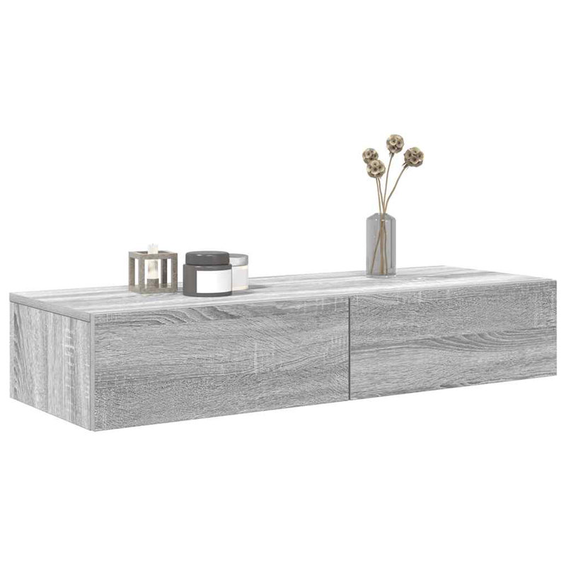 Étagère murale vidaXL gris en bois d'ingénierie 39,4 x 14,2 x 7,5 po, Gris Sonoma, H 7,48 po x l 39,37 po x P 14,17 po