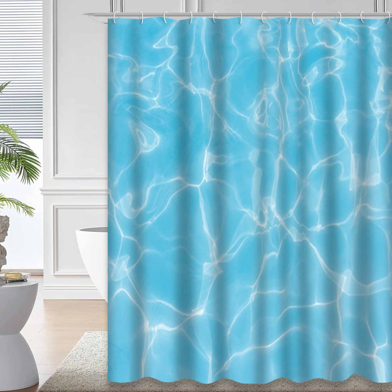 Rideau de douche bleu imperméable, rideaux de douche pour la salle de bain avec 12 crochets, 72" L x 78" W