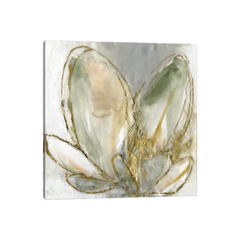 Reproduction d’art « Blooming Gold I » par Jennifer Goldberger, Toile tendue, H 18 po x l 18 po x 1,5 po