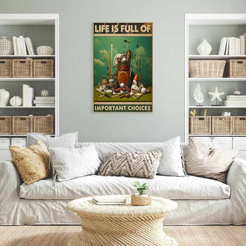 «Golf Life Is Full Of Importants Choix», reproduction d'art graphique sur toile tendue 1 pièce, H 14 po x l 11 po x P 1,25 po