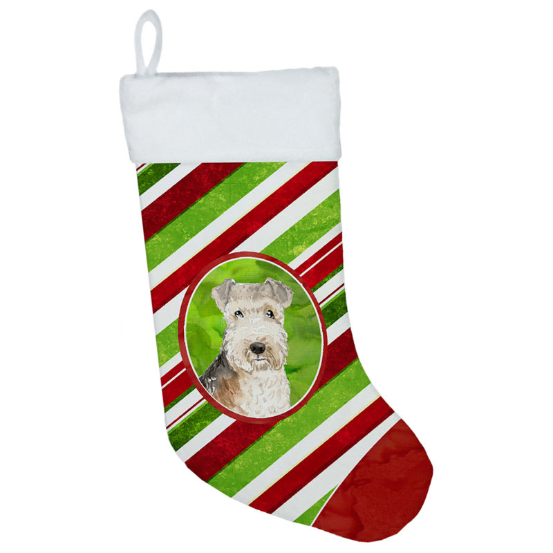 Chaussette de noël à rayures à sucre, Lakeland Terrier