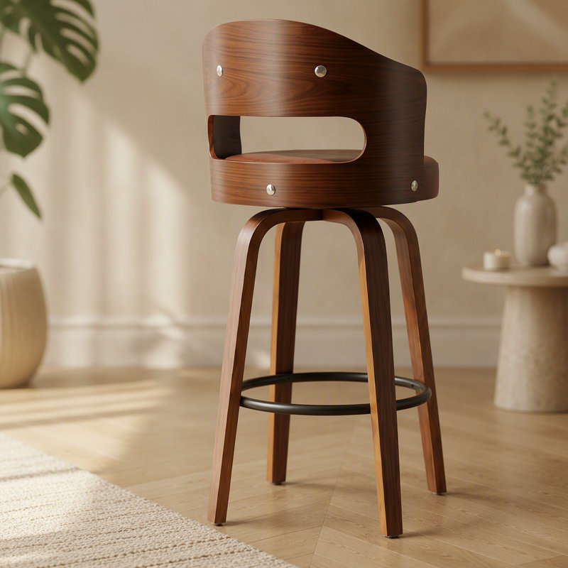 Ensemble de 2 tabourets de bar pivotants modernes avec sièges en cuir PU, hauteur comptoir de 66 cm, parfaits pour les îlots de cuisine et les bars.