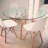 Round Glass Top with Solid Wood Base Dining Table-1771462363