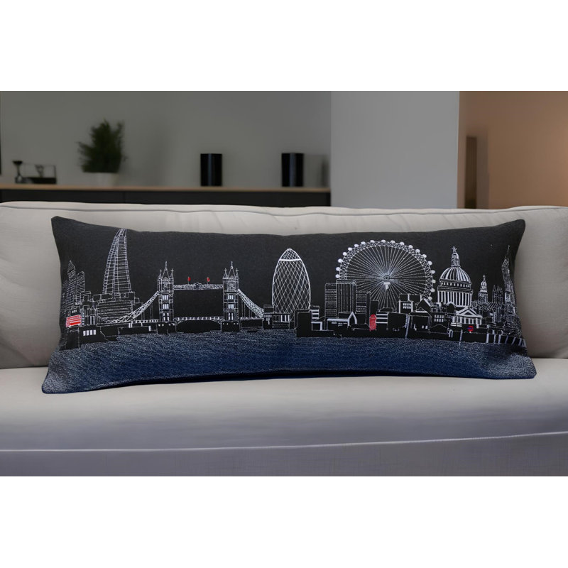 Coussin lombaire 14 "x 35" London, Gris, 14 po x 35 po, London Daylight