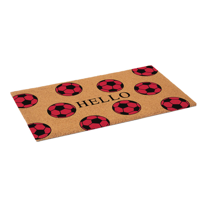 Paillasson Soccer Hello, Noir / Rouge