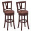 Ensemble de tabourets pivotants 30 po à hauteur de bar 30 po avec dossier haut et repose-pieds en bois massif-383664555-383664554