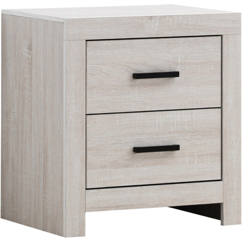 Coastal White 2 - Drawer Nightstand With Sophisticated Finish And Dark Bronze Handles, Bedroom Storage Essential, 21.98 Inches Wide Featuring Stylish Decor Piece,