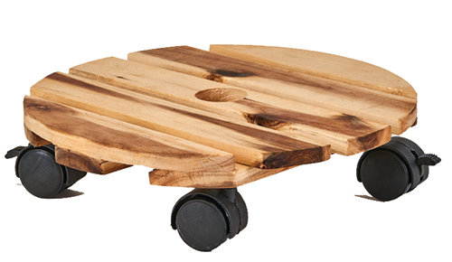 Wood Planter Caddy with Rotating Casters, Set of 3, 12" H x 12" W x 3" D