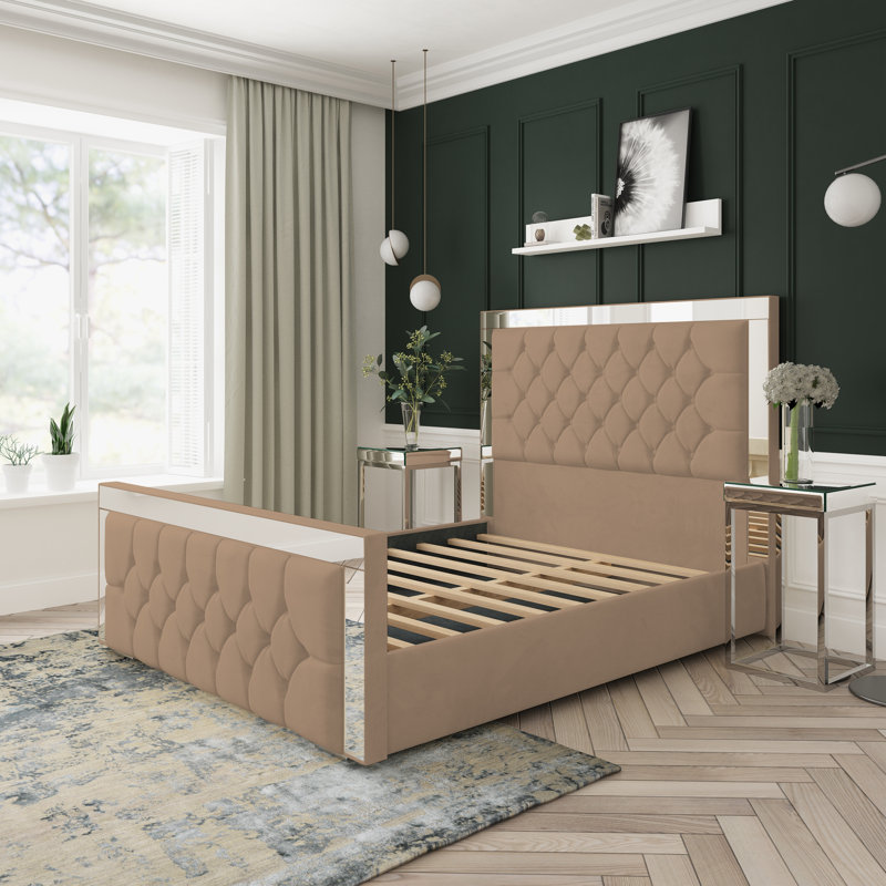 Upholstered Bed, Double (4'6), Mink