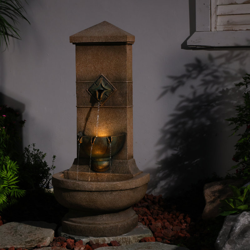 Fontaine murale moderne en pierre avec lumière DEL, 40 po d'eau en cascade pour la décoration du jardin