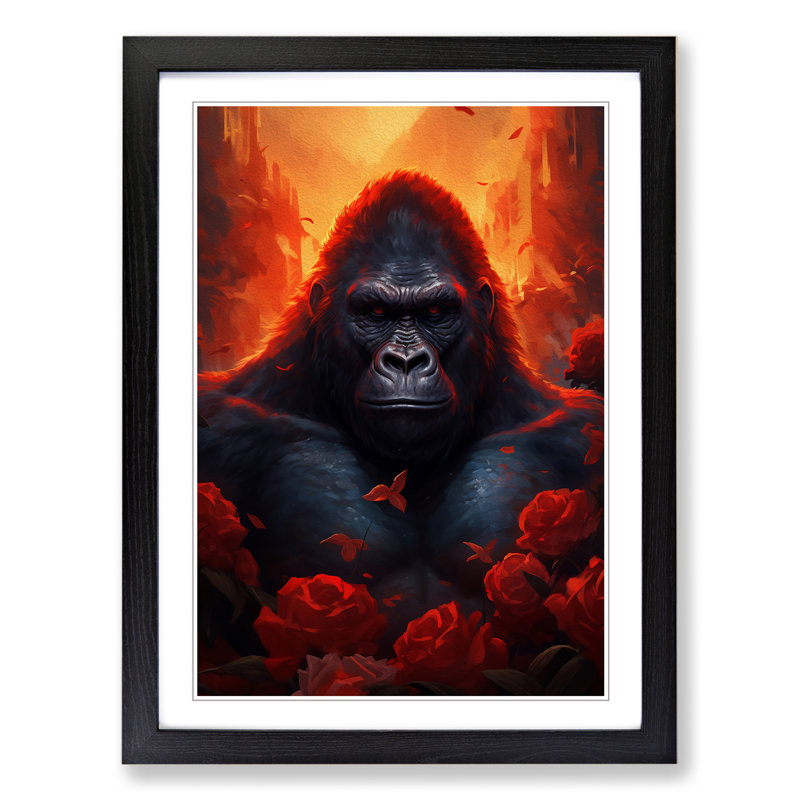Gorilla Romanticism - 31556 Piece Single Picture Frame Print on Wood, 34cm H x 25cm W x 2cm D
