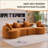 4 Seater Orange Sofa With Wood Grain Chenille Fabric, 30D ,60 Hardness Full Sponge,4 Pillows  For Living Room,  Home Furniture Sleeper Sectional Sofa For Apartment