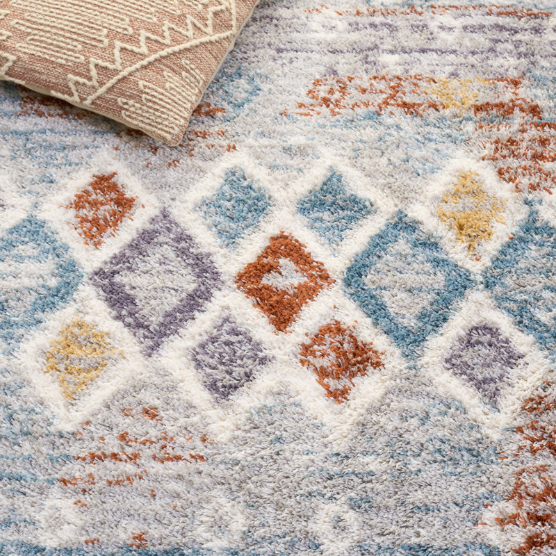Tapis bleu rouille / ivoire Evangelyn, Rond 10pi